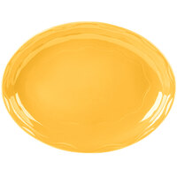 Libbey 903033001 Cantina 13 5/8" x 10 1/2" Saffron Carved Oval Porcelain Platter - 6/Case