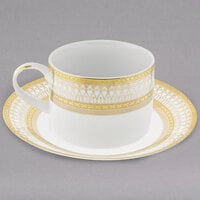 10 Strawberry Street IRIANA-9GLD Iriana 8 oz. Gold Porcelain Can Cup with Saucer - 24/Case