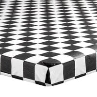 Creative Converting 37397 Stay Put Black Check 30" x 96" Rectangular Plastic Tablecloth with Elastic - 12/Case