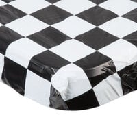 Creative Converting 37497 Stay Put Black Check 29" x 72" Rectangular Plastic Tablecloth with Elastic - 12/Case