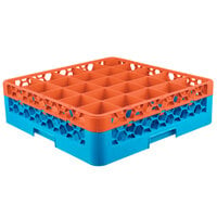 Carlisle RG25-1C412 OptiClean 25 Compartment Orange Color-Coded Glass Rack with 1 Extender