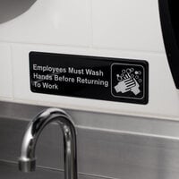 Thunder Group Employees Must Wash Hands Before Returning to Work Sign - Black and White, 9 inch x 3 inch