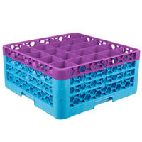 Carlisle RG25-3C414 OptiClean 25 Compartment Lavender Color-Coded Glass Rack with 3 Extenders
