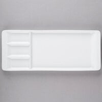 Libbey BW-3331 Chef's Selection II 15 1/4" x 6 1/4" Ultra Bright White Porcelain 3-Well Tray - 12/Case
