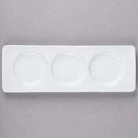 Libbey BW-3333 Chef's Selection II 13" x 4 5/8" Ultra Bright White Porcelain 3-Well Tray - 12/Case
