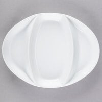 Libbey DP-11 Chef's Selection II 11" x 8 1/4" Ultra Bright White Porcelain Divided Platter - 12/Case