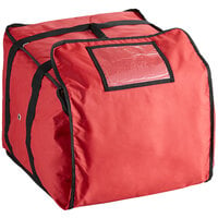 ServIt Insulated Pizza Delivery Bag Red Soft-Sided Heavy-Duty Nylon 18 1/2" x 18 1/2" x 15" - Holds Up To (6) 12" or 14" Pizza Boxes
