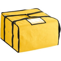 Choice Insulated Pizza Delivery Bag Yellow Nylon 20 1/2" x 20 1/2" x 12" - Holds Up To (6) 16", (5) 18", or (4) 20" Pizza Boxes
