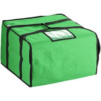 Choice Insulated Pizza Delivery Bag Green Nylon 20 1/2" x 20 1/2" x 12" - Holds Up To (6) 16", (5) 18", or (4) 20" Pizza Boxes