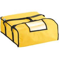 Choice Insulated Pizza Delivery Bag Yellow Nylon 18" x 18" x 5 1/2" - Holds Up To (2) 16" Pizza Boxes or (1) 18" Pizza Box