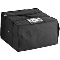 Choice Insulated Pizza Delivery Bag Black Nylon 20 1/2" x 20 1/2" x 12" - Holds Up To (6) 16", (5) 18", or (4) 20" Pizza Boxes