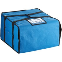 Choice Insulated Pizza Delivery Bag Blue Nylon 20 1/2" x 20 1/2" x 12" - Holds Up To (6) 16", (5) 18", or (4) 20" Pizza Boxes
