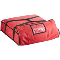 ServIt Insulated Pizza Delivery Bag Red Soft-Sided Heavy-Duty Nylon 26 1/2" x 26 1/2" x 5 1/2" - Holds Up To (3) 20" or (2) 22" Pizza Boxes or (1) 24" Pizza Box