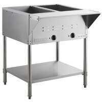 ServIt EST-2WE Two Pan Open Well Electric Steam Table with Undershelf - 120V, 1000W