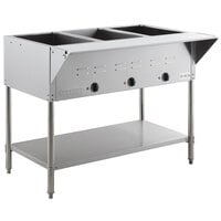 ServIt EST-3WE Three Pan Open Well Electric Steam Table with Undershelf - 120V, 1500W