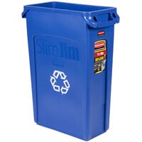 Rubbermaid FG354007BLUE Slim Jim 23 Gallon Blue Rectangular Recycling Bin