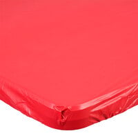 Creative Converting 37427 Stay Put Real Red 29" x 72" Rectangular Plastic Tablecloth with Elastic