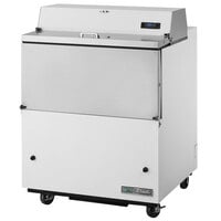 True TMC-34-HC 34 1/4" One Sided Milk Cooler with White / Stainless Steel Exterior and Aluminum Interior