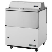 True TMC-34-DS-SS-HC 34 1/4" 2 Sided Milk Cooler with White / Stainless Steel Exterior and Stainless Steel Interior