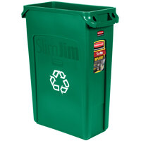 Rubbermaid FG354007GRN Slim Jim 23 Gallon Green Rectangular Recycling Bin