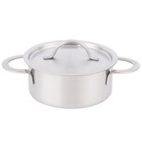 Clipper Mill by GET 4-80910 6 1/2" x 2" Stainless Steel Mini Bistro Serving Pot with Satin Finish and Lid