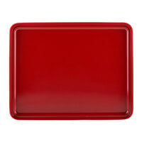 Elite Global Solutions JWL11852T Karma 11 1/4" x 8 3/4" Black and Red Two-Tone Melamine Bento Box Lid