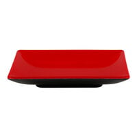 Elite Global Solutions JW552T 5" Karma Black and Red Square Two-Tone Melamine Plate - 6/Case