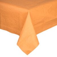 Creative Converting 323378 54" x 108" Pumpkin Spice Orange Tissue / Poly Table Cover - 6/Case