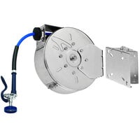 T&S B-7122-C01-ESB 30' Enclosed Stainless Steel Hose Reel with High Flow Spray Valve and Swing Bracket