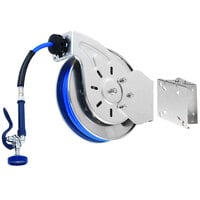 T&S B-7212-01-ESB 15' Open Epoxy Coated Hose Reel with High Flow Spray Valve and Swing Bracket