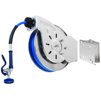 T&S B-7232-01-ESB 35' Open Epoxy Coated Hose Reel with High Flow Spray Valve and Swing Bracket