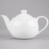 Libbey 905356903 Slenda 14 oz. Royal Rideau White Porcelain Tea Pot with Lid - 12/Case