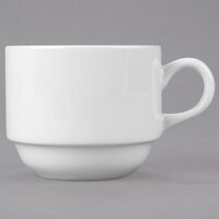 Libbey 950002507 Slenda 9 oz. Royal Rideau White Stacking Porcelain Tea Cup - 36/Case