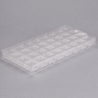 Chocolate World 380122 Polycarbonate 32 Compartment Wooden Square Chocolate Mold