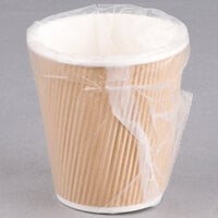 Lavex 10 oz. Kraft Ripple Individually Wrapped Paper Hot Cup - 500/Case