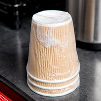 Lavex 10 oz. Kraft Ripple Individually Wrapped Paper Hot Cup - 500/Case