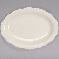Homer Laughlin by Steelite International HL52600 Carolyn 11 3/4" x 8 5/8" Ivory (American White) Scalloped Edge Oval Platter - 12/Case