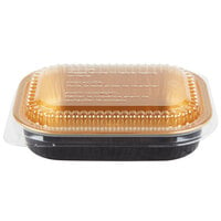 Durable Packaging 9220-PT-100 Smoothwall Black Diamond and Gold Mini Foil Entree / Take-Out Pan with Dome Lid 16 oz. - 25/Pack