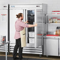 Avantco SS-2F-HC 54 inch Stainless Steel Two Section Solid Door Reach-In Freezer