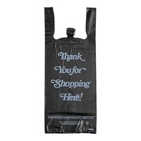 Choice .98 Mil Black Italic Thank You Extra Heavy-Duty Plastic Liquor Bag - 1000/Case