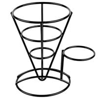 Clipper Mill by GET 4-361644 5" x 7" Black Wire Cone Basket with Ramekin Holder
