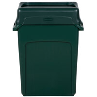 Rubbermaid Slim Jim 64 Qt. / 16 Gallon Green Rectangular Trash Can with Green Drop Shot Lid
