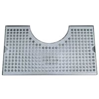 Micro Matic DP-1020D 8" x 14" Stainless Steel Surface Mount Drip Tray with 4" Column Cutout and Drain