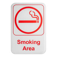 Thunder Group Smoking Area Sign - Red and White, 9" x 6"