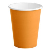 Creative Converting 323394 9 oz. Pumpkin Spice Orange Poly Paper Hot / Cold Cup - 24/Pack