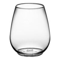 Visions 4 oz. Heavy Weight Clear Plastic Stemless Wine Sampler Glass - 16/Pack
