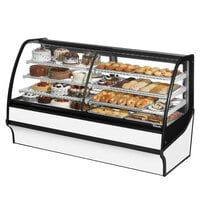 True TDM-DZ-77-GE/GE-W-W 77 1/4" Curved Glass White Dual Zone Refrigerated Bakery Display Case