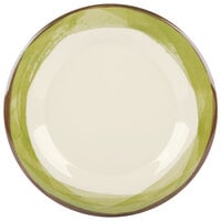 GET WP-10-DI-KNG Kanello 10 1/2" Round Diamond Ivory Wide Rim Melamine Plate with Kanello Green Edge   - 12/Pack