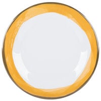 GET WP-10-DW-KNY Kanello 10 1/2" Round Diamond White Wide Rim Melamine Plate with Kanello Yellow Edge   - 12/Pack