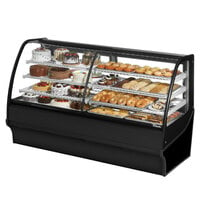 True TDM-DZ-77-GE/GE-B-W 77 1/4" Curved Glass Black Dual Zone Refrigerated Bakery Display Case